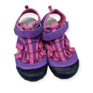 Nerteo Girls Purple Pink Sport Sandals Hook Loop Straps Comfort Shoes Size 1/2